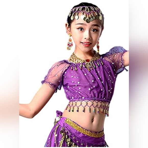 Bollywood 2 piece dance costume with lace ribbons - Picture 7 of 7